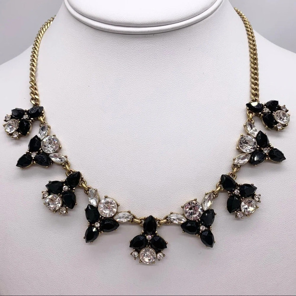 J. Crew Black Jeweled Gold Necklace - Picture 1 of 3